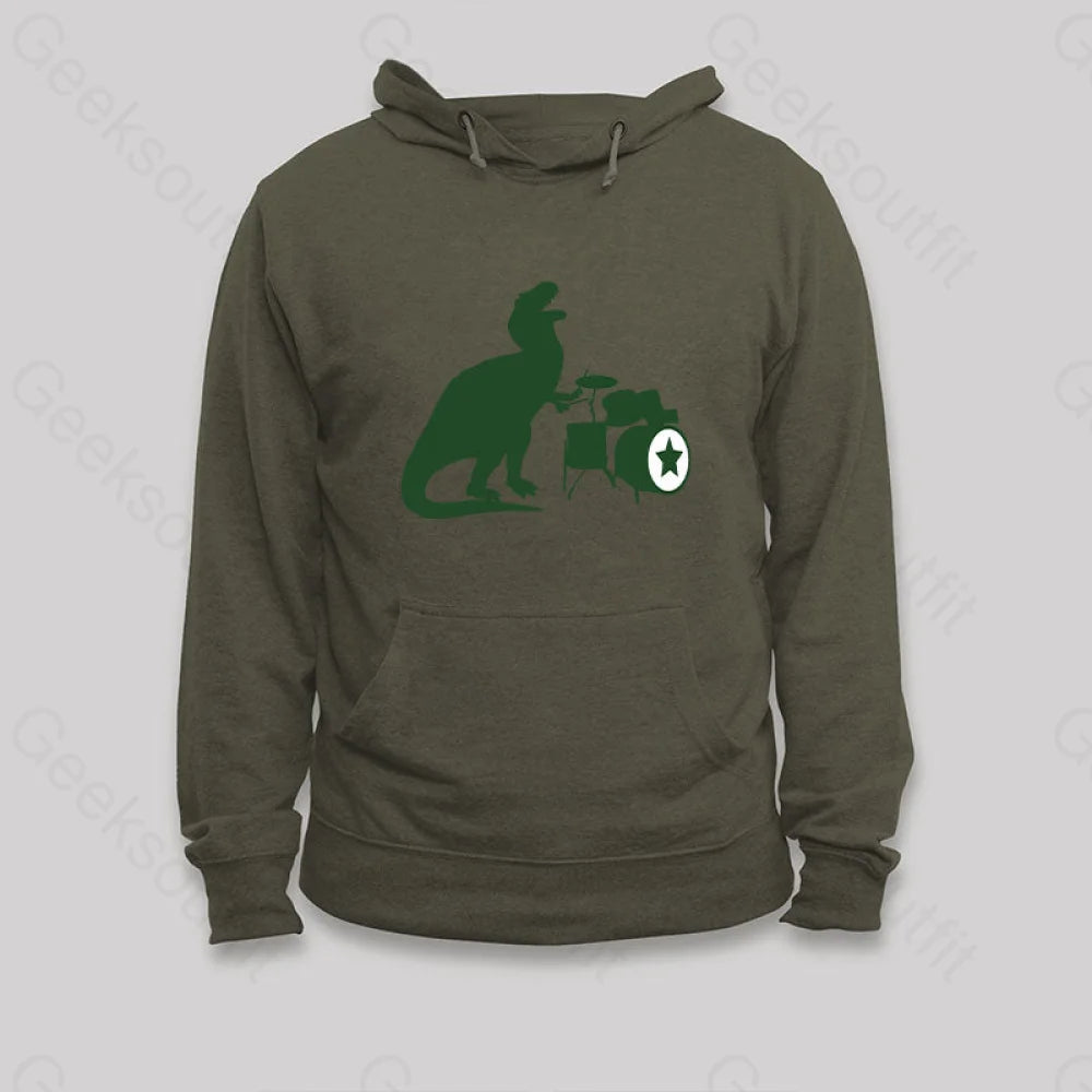 A Tyrannosaurus Rex Playing Drums Hoodie